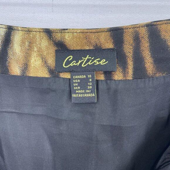 Vtg Cartise Skirt Womens 8 Brown Black Leopard Pencil Skirt Scuba Gold Zipper - Picture 11 of 16